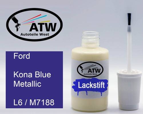 Ford, Kona Blue Metallic, L6 / M7188: 20ml Lackstift, von ATW Autoteile West.